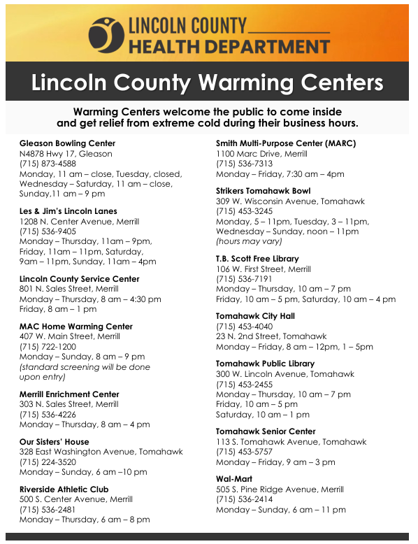 LINCOLN COUNTY WARMING CENTERS OFFER AN OPPORTUNITY TO ESCAPE WINTER’S BITTER GRIP
