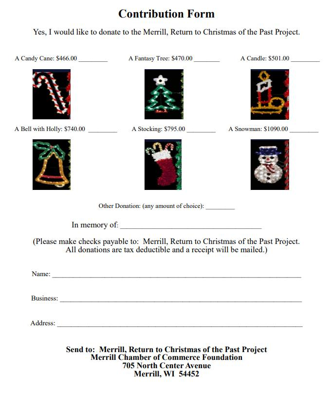 CITY OF MERRILL LAUNCHING “CHRISTMAS OF THE PAST” PROJECT TO REPLACE HOLIDAY LIGHTS